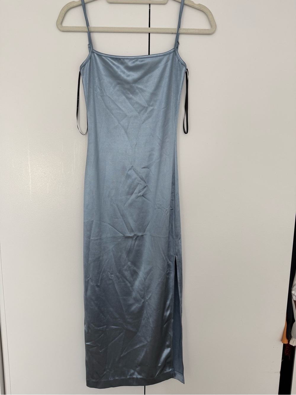SER.O.YA Light Blue Satin Slip Dress